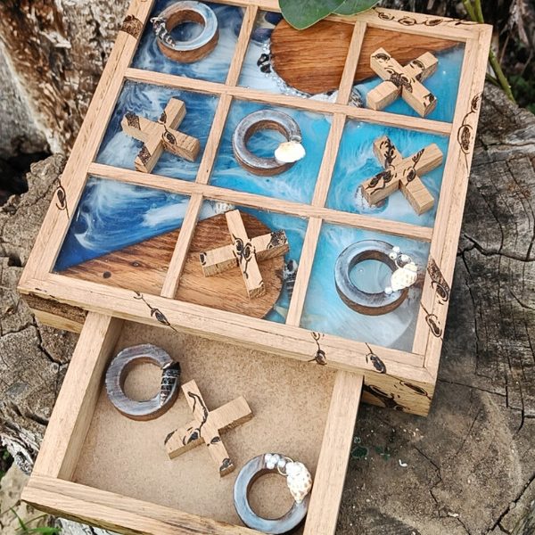 niymaea jeu en bois tic tac toe morpion resine poetique