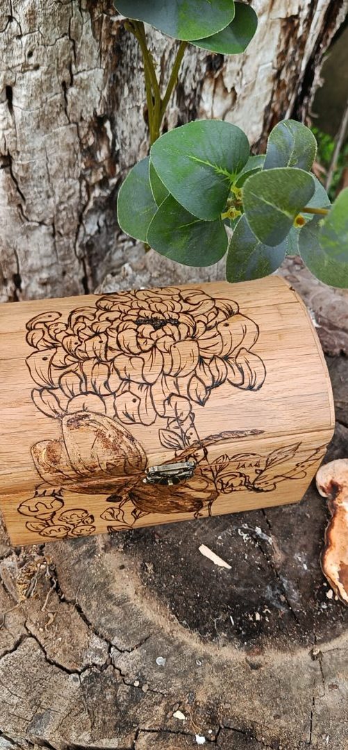 Niymaea coffret bois rangement souvenir florale poetique