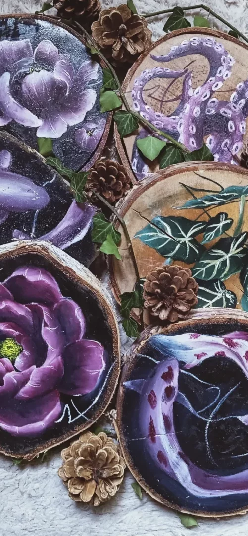 Niymaea ensemble peinture sur bois decoation table mural onirique