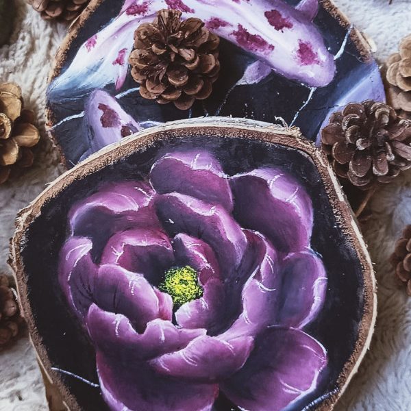 Niymaea peinture huile bois decoation table mural 1