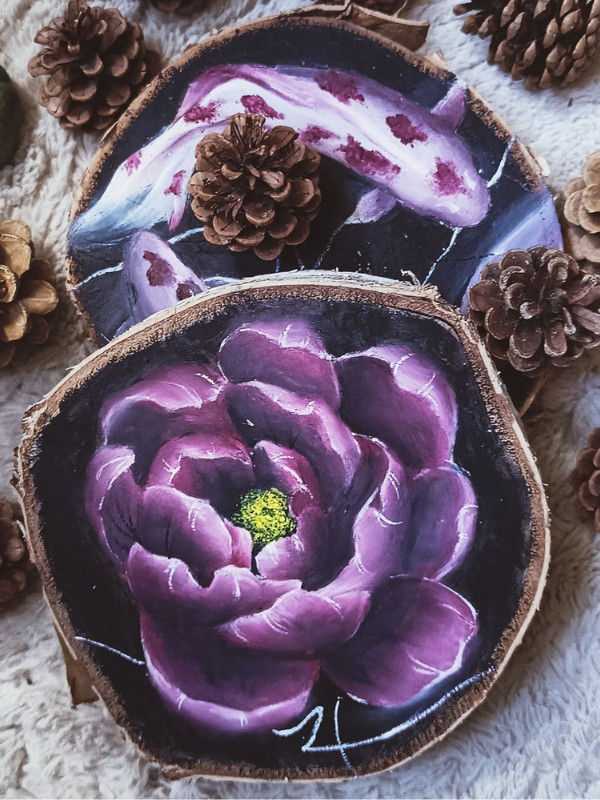 Niymaea peinture huile bois decoation table mural 1