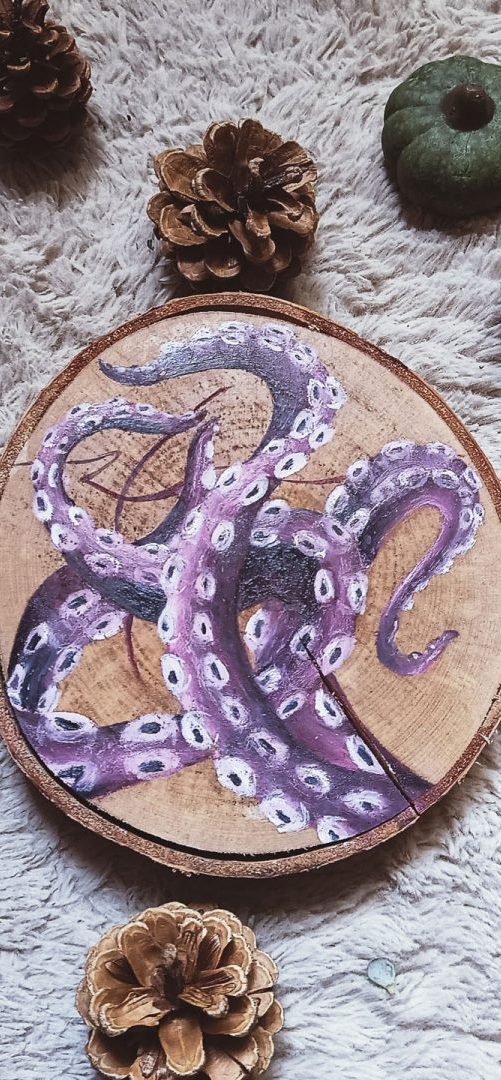 Niymaea peinture sur bois decoation table