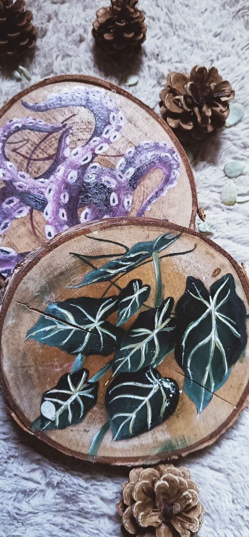 Niymaea peinture sur bois decoation table mural poetique